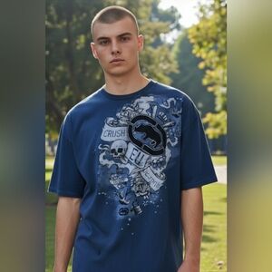 Echo Men's Size 2XL Y2k Skulls Black Velvet Logo Hipster